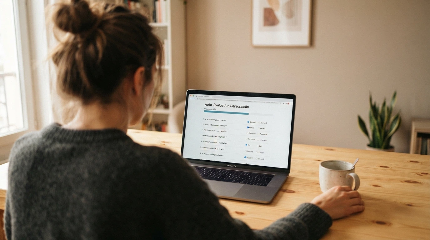 Capture d'écran du site Evalujeu.fr avec son questionnaire d'auto-évaluation