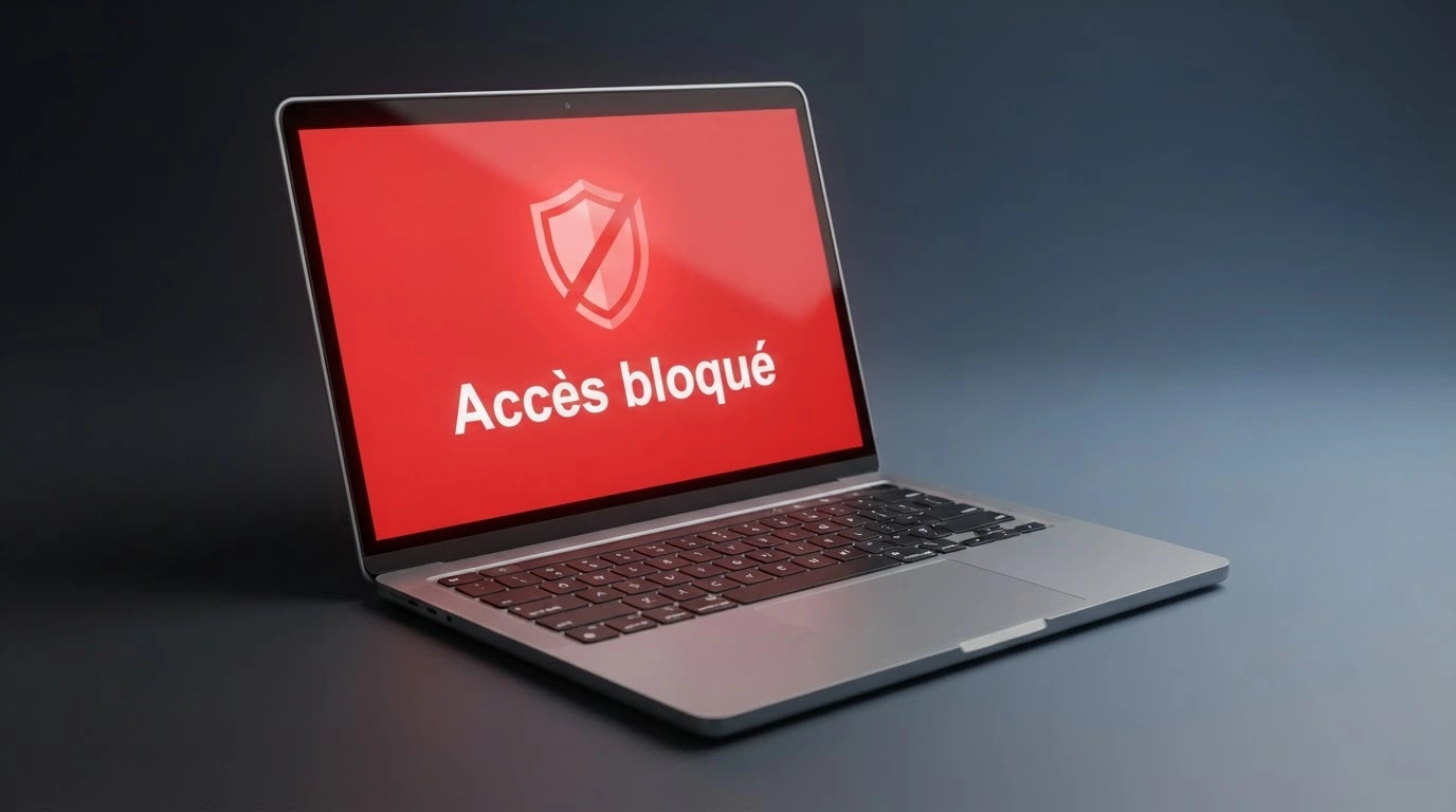 Page d'avertissement de l'ANJ signalant l'interdiction d'un site de casino illégal