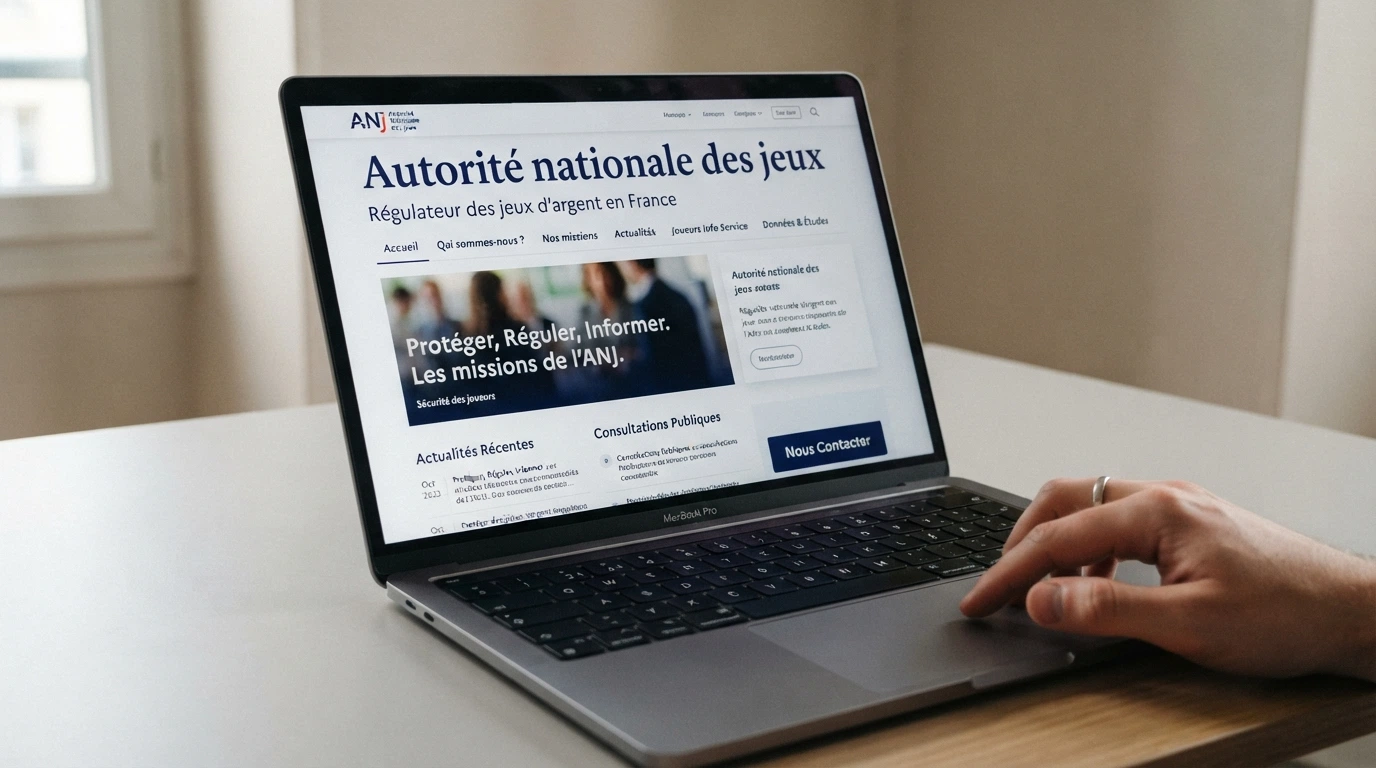 Page d'accueil du site de l'Autorité nationale des jeux avec son logo officiel