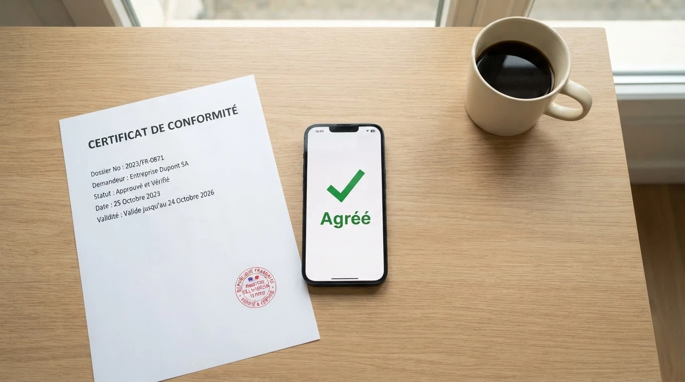 Le logo de l'ANJ sur un document officiel à côté d'un texte de loi français