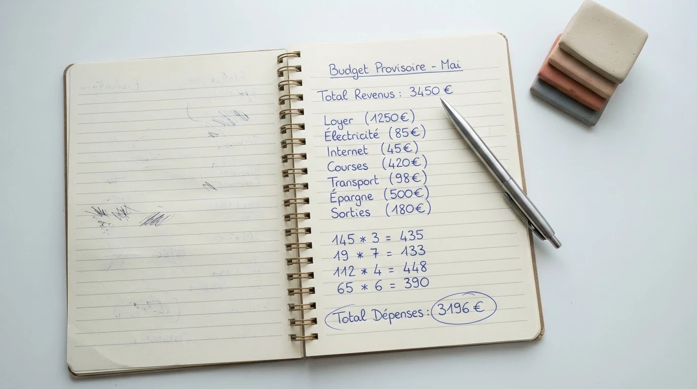 Calculatrice et bloc-notes avec un schéma comparant un bonus affiché à son coût réel après wager
