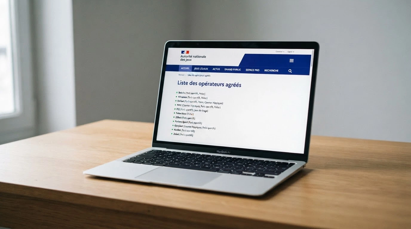 Écran affichant la page de la liste des opérateurs agréés sur le site de l'ANJ