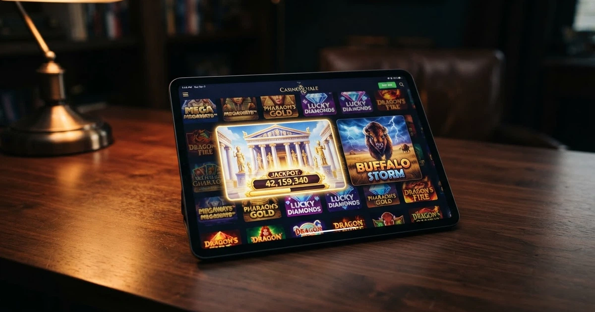 Interface d'un casino en ligne affichant le logo Playtech et une sélection de machines à sous
