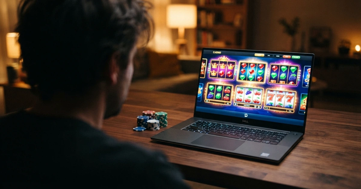Capture d'écran d'un casino en ligne affichant une grille de machines à sous Pragmatic Play sur fond sombre avec l'interface de jeu visible