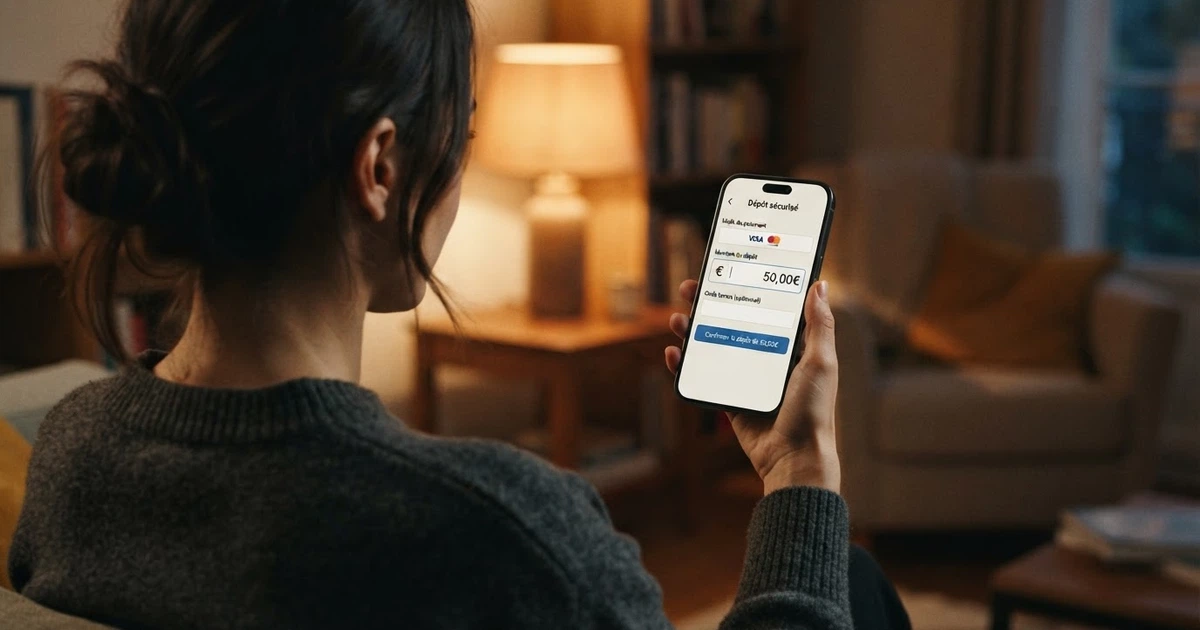 Interface d'un casino en ligne affichant les options de dépôt par carte Visa et virement bancaire