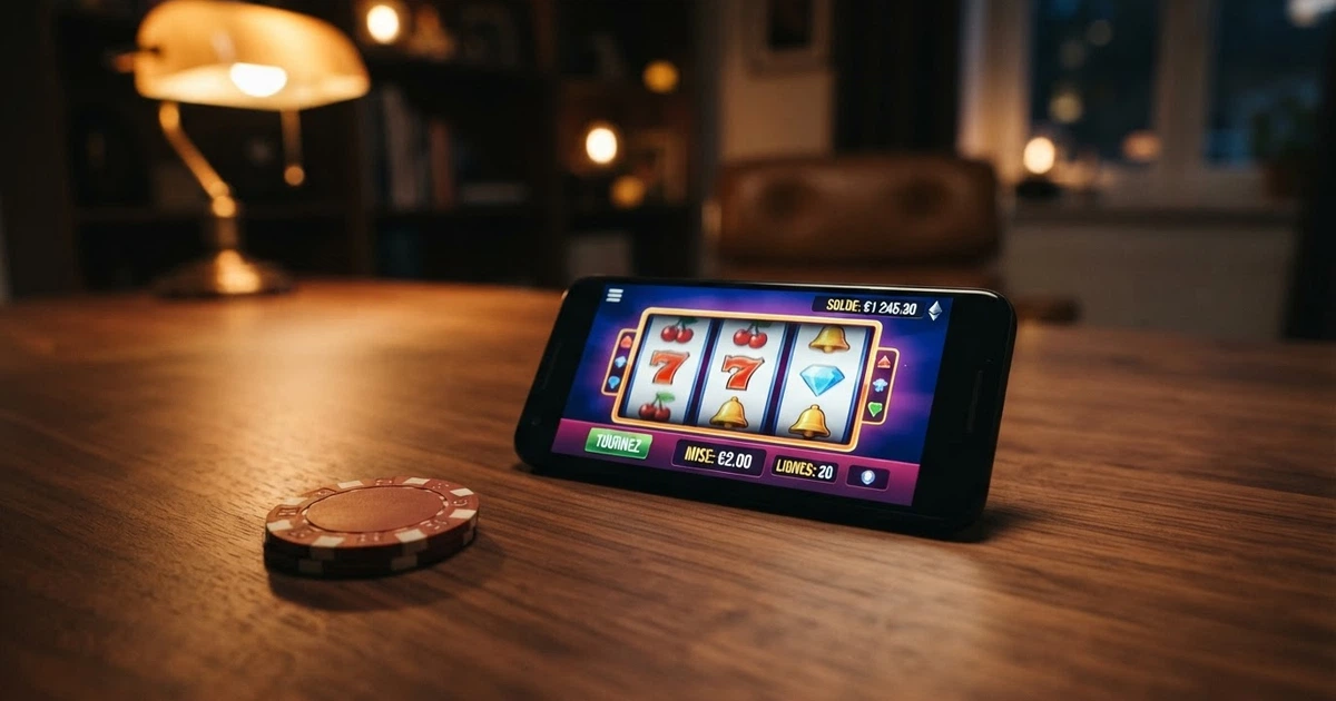 Une interface de casino en ligne affichant un portefeuille Ethereum avec le logo ETH, des icônes de machines à sous et une fenêtre de dépôt en cryptomonnaie.