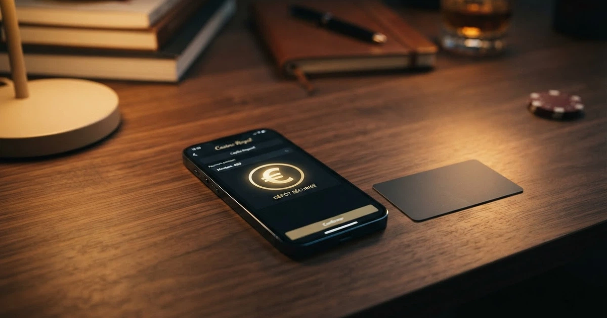 Interface de dépôt d'un casino en ligne affichant le logo Mastercard parmi les options de paiement, avec un formulaire de saisie de carte bancaire