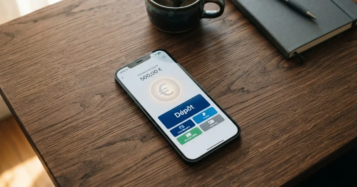 Interface de paiement d'un casino en ligne affichant le logo Trustly parmi les options de dépôt, sur fond d'écran de caisse