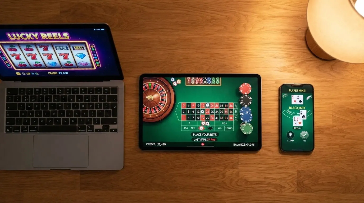 Un écran partagé montrant plusieurs interfaces de casinos en ligne côte à côte