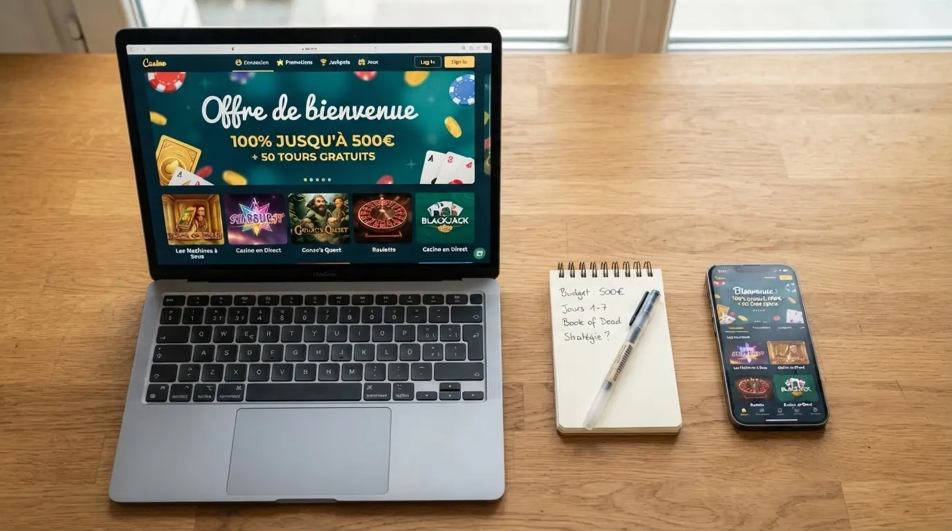 Capture d'écran comparative des pages d'accueil de plusieurs casinos en ligne avec leurs offres de bienvenue