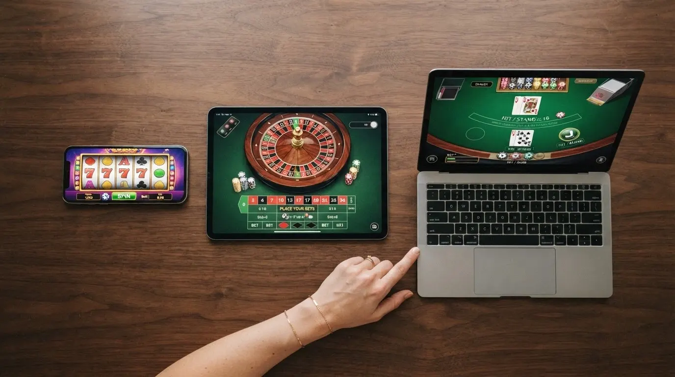 Écran partagé montrant les logos des principaux casinos en ligne accessibles aux joueurs français