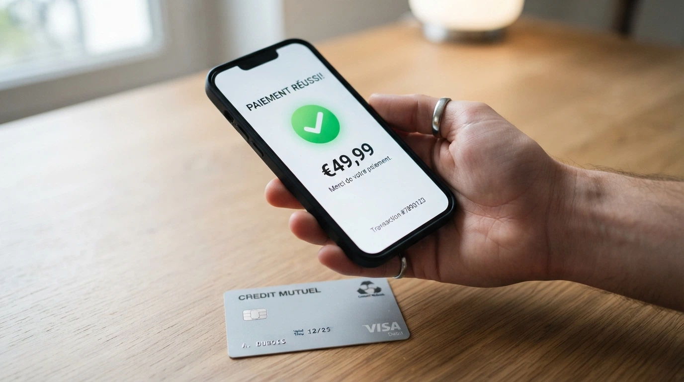 Téléphone affichant une interface de dépôt Visa avec le logo 3D Secure, touches de clavier visibles en amorce.