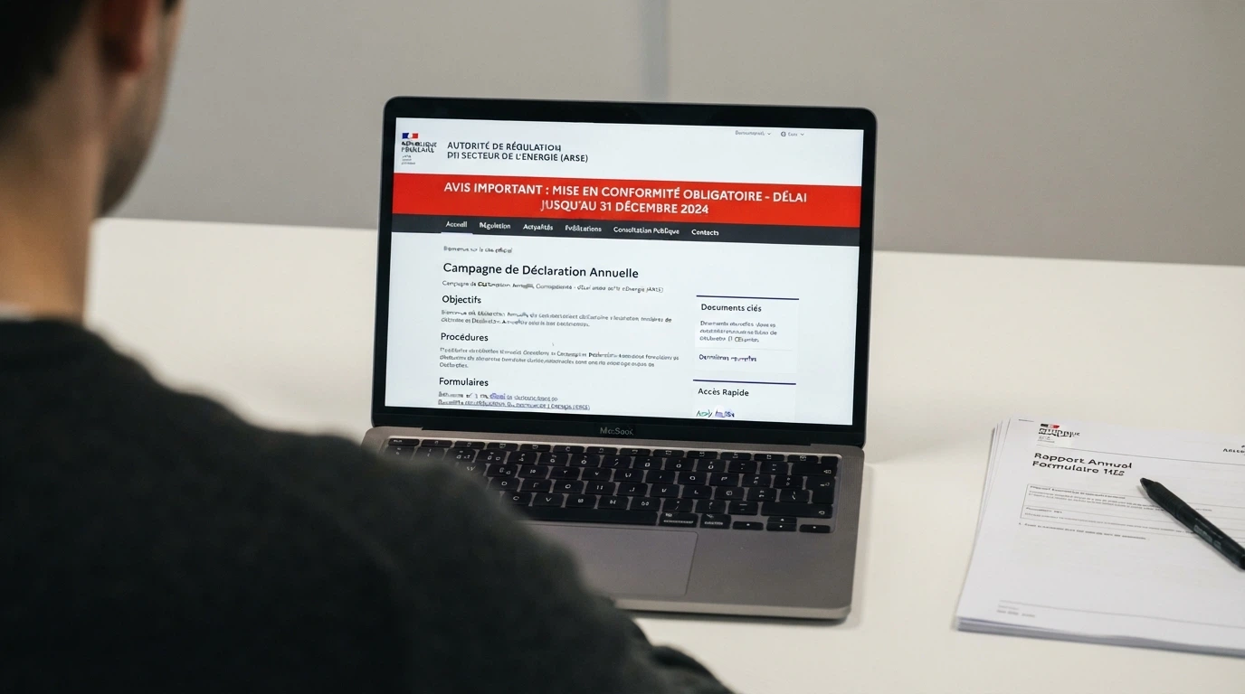 Page d'accueil du site de l'ANJ sur un écran, avec le bandeau d'alerte sur l'offre illégale