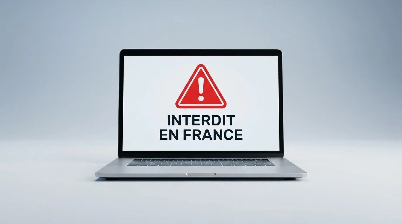 Page officielle de l'ANJ affichant une mise en garde sur l'interdiction des casinos en ligne en France