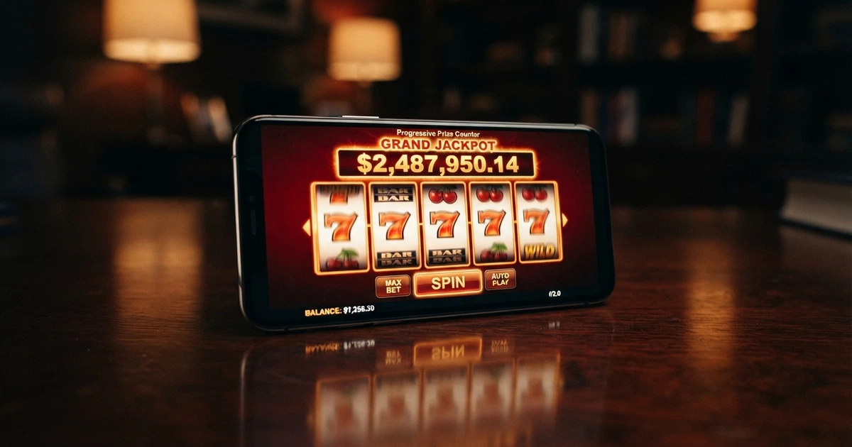 Écran de machine à sous à jackpot progressif affichant une cagnotte à sept chiffres au-dessus des rouleaux