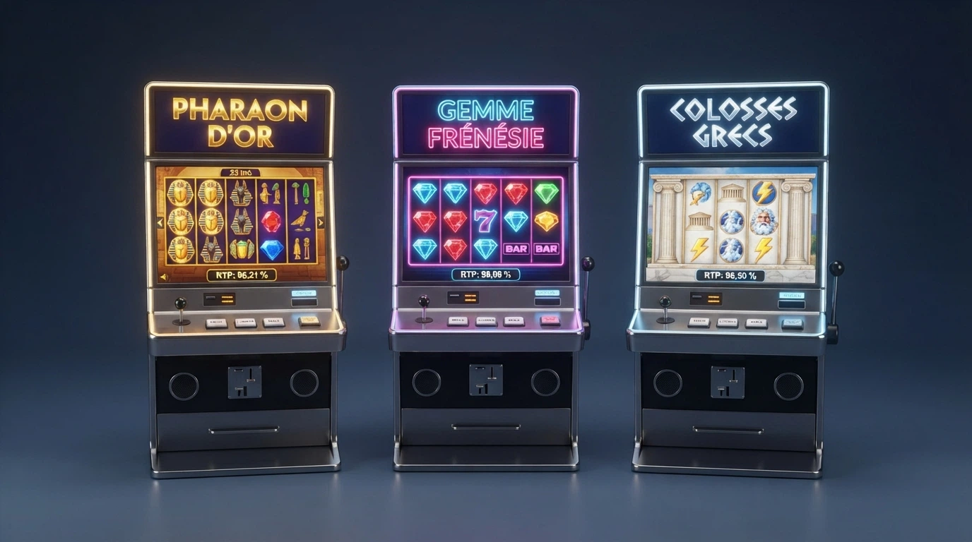 Trois machines à sous en ligne : Book of Dead, Starburst et Gates of Olympus