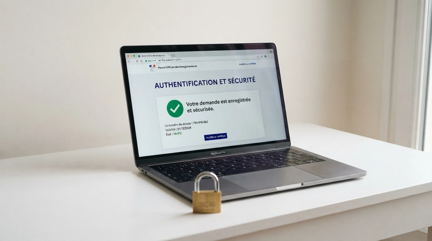 Page d'accueil du site anj.fr ouverte sur un navigateur, avec un document officiel et un cadenas symbolisant le verrou réglementaire français