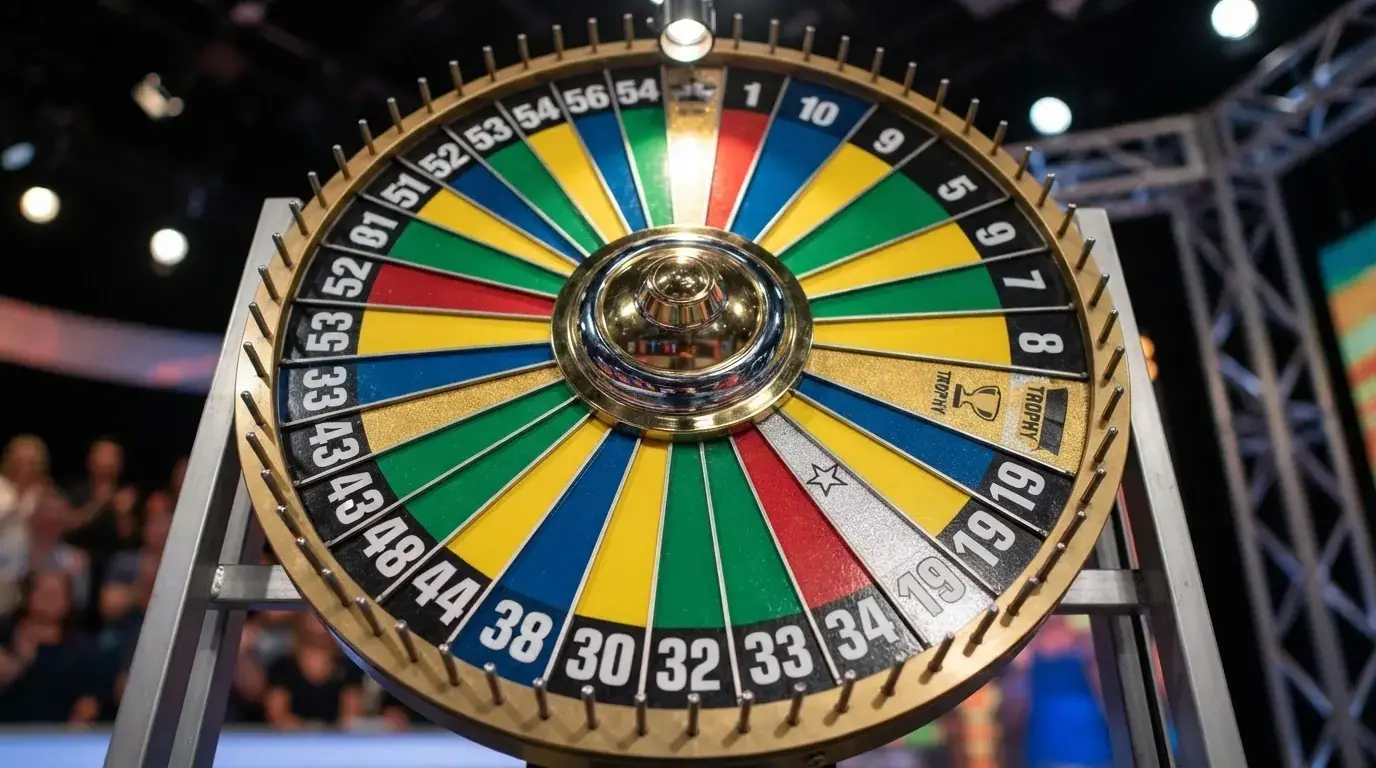 Gros plan sur les 54 segments de la roue Monopoly Live avec les segments numérotés et les segments Chance 2 Rolls et 4 Rolls