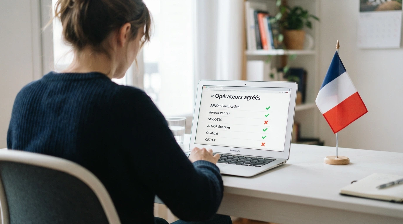 Interface du site de l'ANJ affichant la liste des opérateurs agréés ou un extrait de la page « Offre illégale », posé sur un fond aux couleurs du drapeau français.