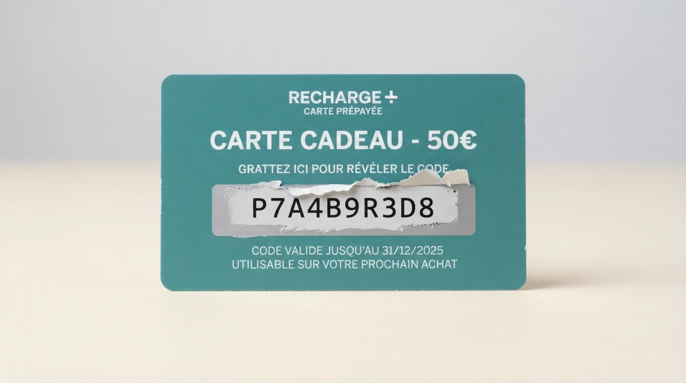 Une carte prépayée Neosurf avec son code à gratter à 10 caractères