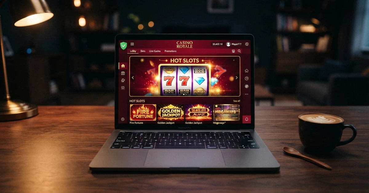 Interface d'un casino en ligne affichant une notification de connexion VPN active et un sélecteur de serveur
